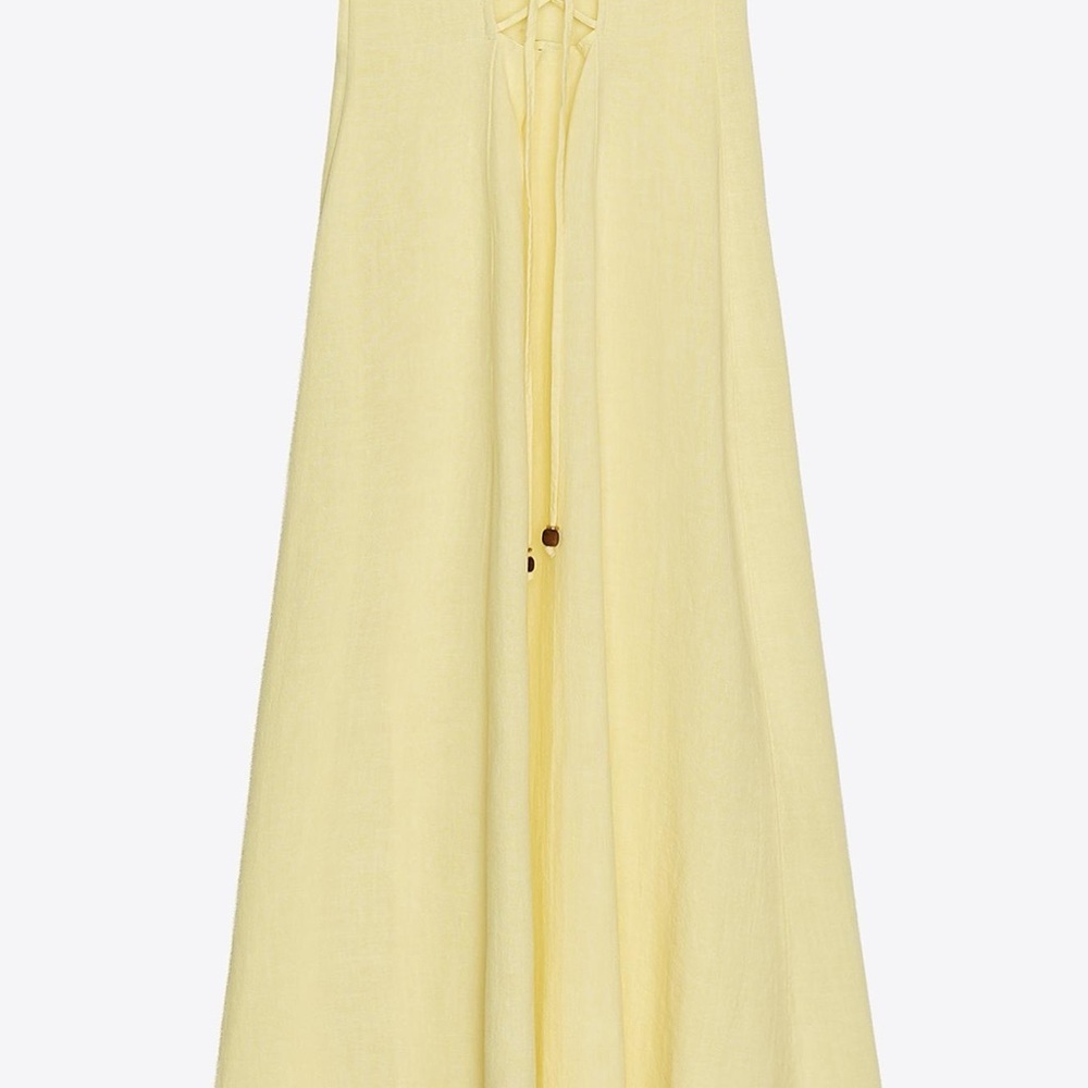 Zara Strapless Yellow Dress with Ruffle Detail - Picture 3 of 4